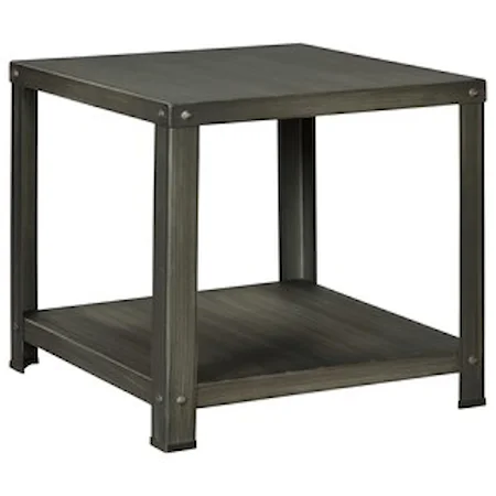Square Industrial Metal End Table